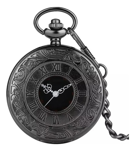 Reloj De Bolsillo Estilo Romano Caja De Aluminio Y Leontina