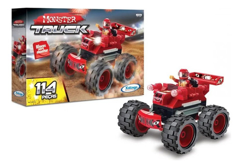 Monster Truck Vermelho Blocos De Encaixe 114 Peã§as - Xaling