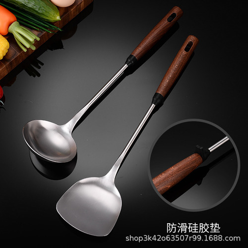 Cuchara Mango Largo Madera Silicón Material 201