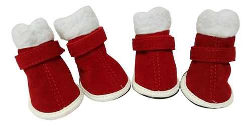 4 Piezas De Mascota Botines Navidad De Pata Rojo S