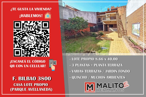 Venta Casa Lote Propio 7 Ambientes, 2 Terrazas, Patio Jardin, Quincho, Garage Y Mas, En Parque Avell