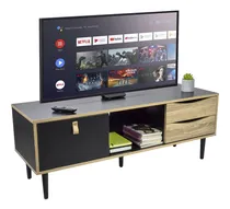 Comprar Mueble Para Tv Top Living Mesa Minimalista Para Televisión Centro De Entretenimiento Moderno con Puertas y Cajones Color Negro y Café