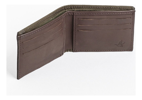 Billetera Cuero Natural Brooksfield Bordada Cc1055 Color Verde Musgo