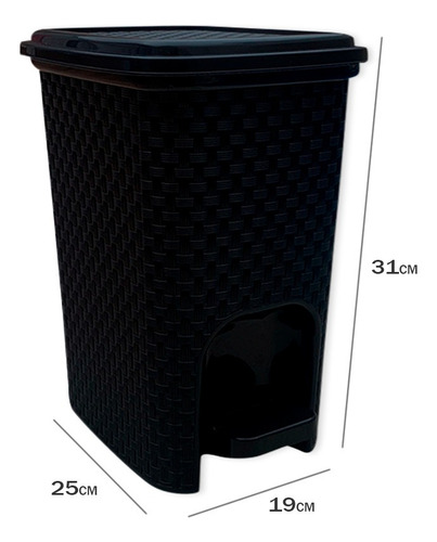 Lixeira Com Pedal Trama Rattan 7 Litros Escritório