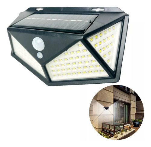 Le Mini Foco Solar 100led Bk100 Sen/mov Gran Angulo Ecoffice