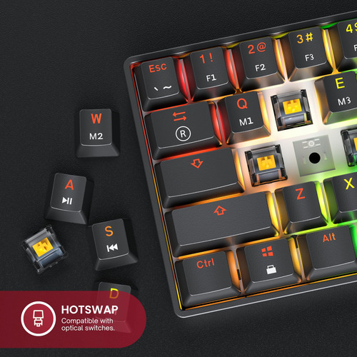 Teclado Mecánico Para Juegos Gk61 61 Teclas Rgb Gateron Opti