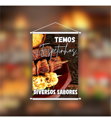 Faixa Banner Painel Anúncio Temos Espetinhos Churrasco Carne Cor Modelo 1
