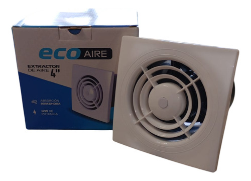 Extractor De Aire Para Baño Ecoaire Salida 4 - 100mm 220volt Blanco