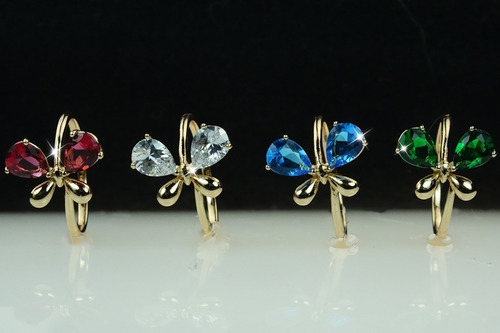 Imagen 2 de 10 de Anillo Compromiso Oro 18k Efecto Mariposa Regalo Mama Lujo 2