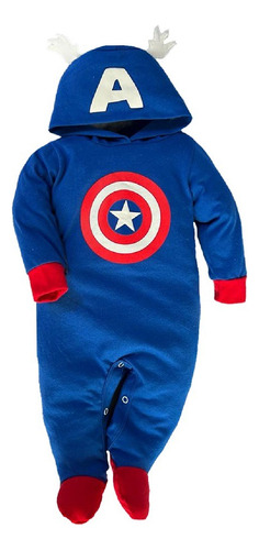 Mameluco Algodón Con Gorro Estampado Marvel Capitán América