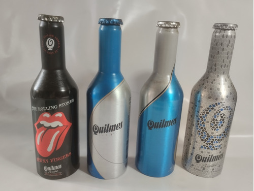 4 Botellas Vacías De Cerveza Quilmes De Aluminio 