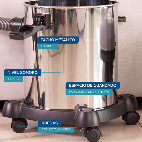 Aspiradora Y Sopladora Philco Para Polvo Y Líquidos 18l 1200w Phast1833pi