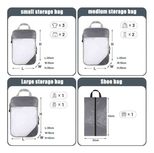 Cubos De Embalaje De Compresión Para Maletas De Viaje, 4 Uni