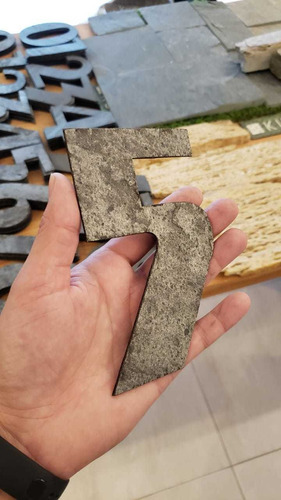 Números Para Casas X4 Piedra Natural 15cm Modelo Concreto
