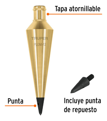 Plomada De Latón 12 Oz, Truper 17071