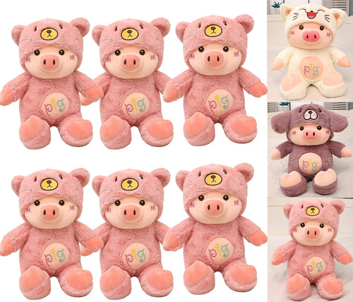 6 Cerdito Puerquito Con Disfraz Peluche 30 Cm