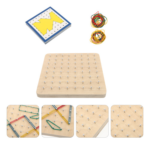 1 Juego De Tablas De Clavos Geoboard De Madera Con Forma Geo