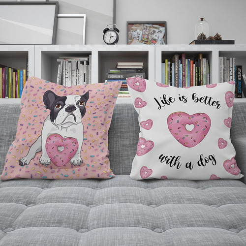 Imagen 4 de 5 de Combo Almohadones Almohadón Bulldog Sweet Vellon Desmontable