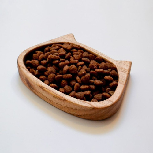 Imagen 6 de 7 de Plato Comedero Para Gatos Diseño Plano - Madera -12x15x2,5