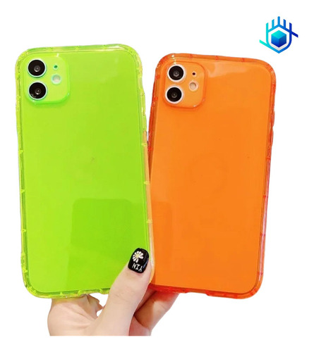 Imagen 6 de 7 de Funda Para iPhone Goma Neon Airbag Resistente Mujer Hombre