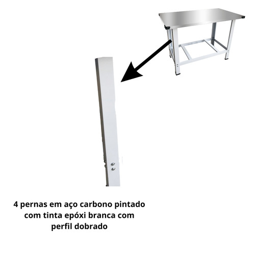 Banco industrial y mesa de servicio, panel de acero inoxidable 120x70