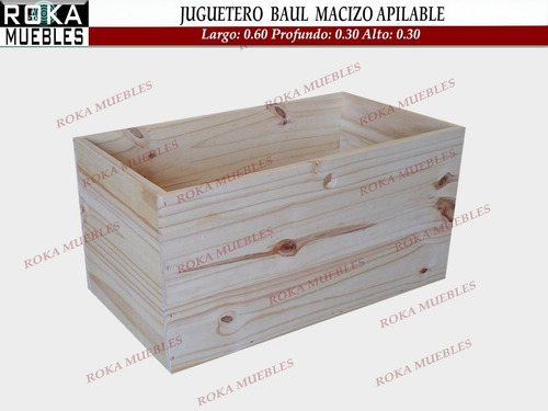 Imagen 3 de 4 de Cajon Juguetero Baul Organizador Cubos Pino Roka
