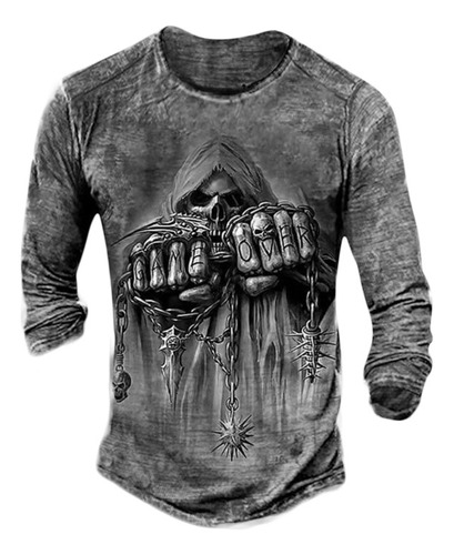 Camiseta Deportiva Manga Larga Estampado 3d Para Hombre Moda