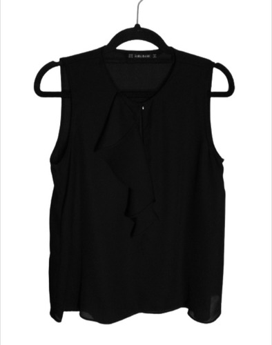 Musculosa Zara Blusa Sin Mangas Con Volado Talle Xs