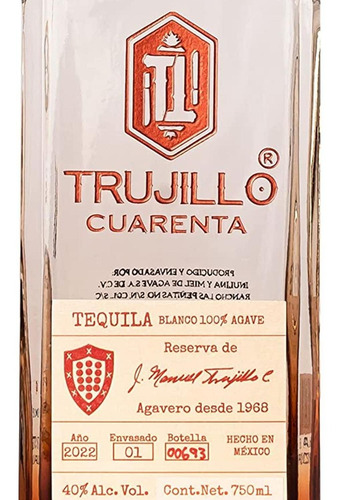 Pack De 6 Tequila Trujillo Cuarenta Blanco 750 Ml
