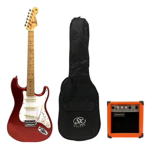 Guitarra Eléctrica Stratocaster Roja Sx + Amplificador