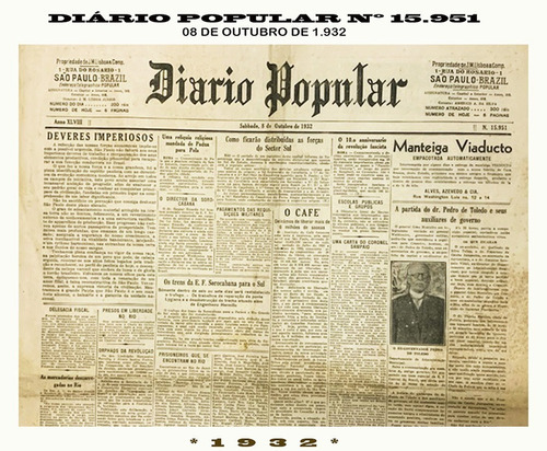 Jornal Diário Popular De 1932 Raro - Cód. 199