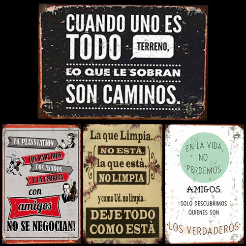 Promo 4 Carteles Chapa Estilo Antiguo A Elección Miden 30x20