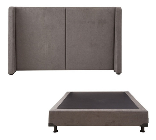 Cabecera Queen Size Dicasa Milan + Box Dicasa Bless Gris
