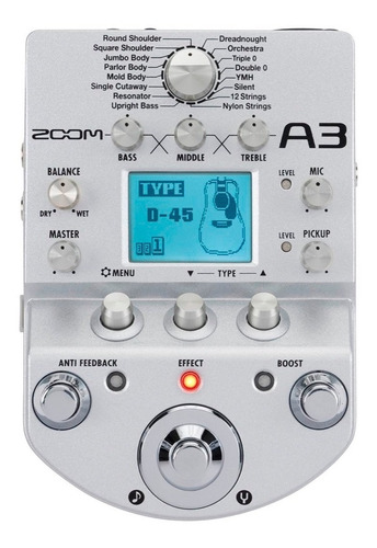 Zoom A3 Pedalera Para Instrumentos Acústicos Guitarra