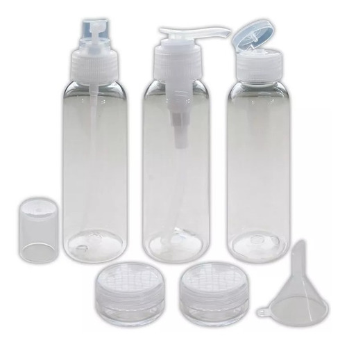 Imagen 4 de 10 de Kit X 6 Neceser Set De Viaje (botellas 100ml Y Frascos) N990