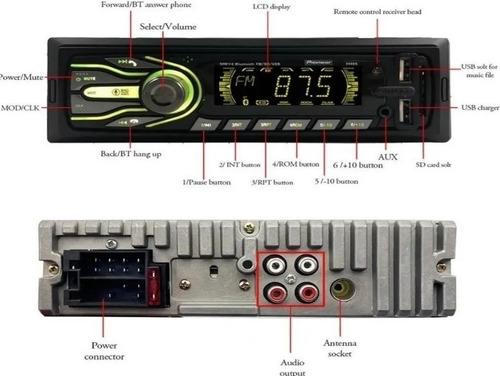Imagen 2 de 3 de Reproductor Pioneer Bluetooth De Carro Mp3 Usb Radio Control