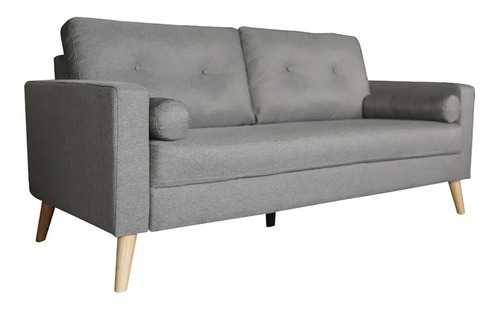 Sillon Brett Sofa 3 Cuerpos Lino Y Madera Nórdico