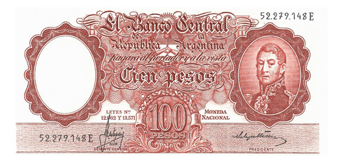 Bottero 2075 Billete De 100 Pesos Mon. Nac. Año 1966 - Exc.