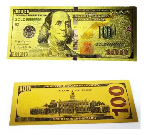 comprar Billete Dólar Papel Dorado Plastificado Buena Suerte