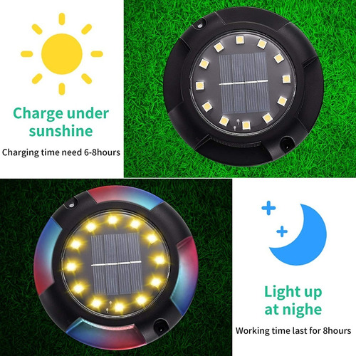 Imagen 5 de 5 de Pack De 6 Luces Solares Led Subterráneo Enterrado Jardín