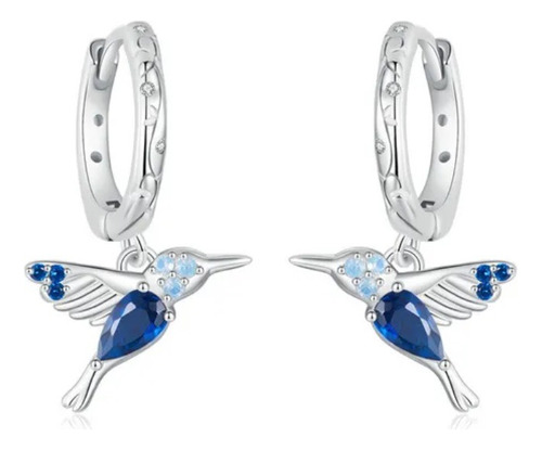 Aretes Aros Para Mujer Pájaro Colibrí En Plata 925 