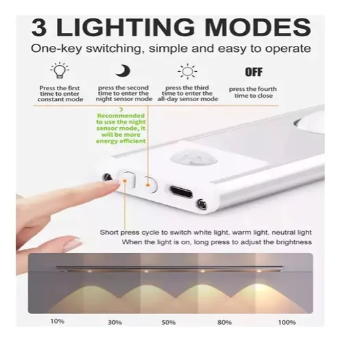 Lámpara Led Con Sensor De Luz Recargable Usb 60 Cm