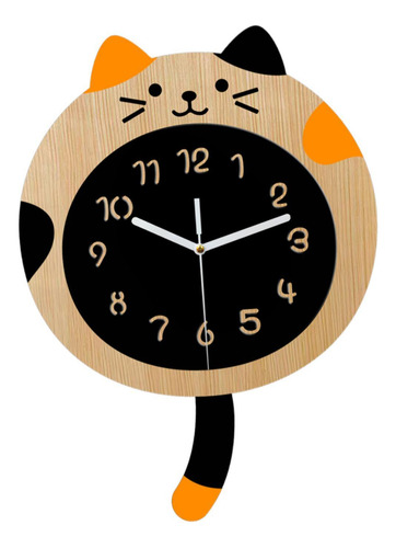 Reloj De Pared De Animales Con Cola, Grano De Madera