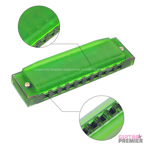 Imagen 8 de 8 de Armonica Diatonica Blusera En Do Colores Reforzada + Estuche