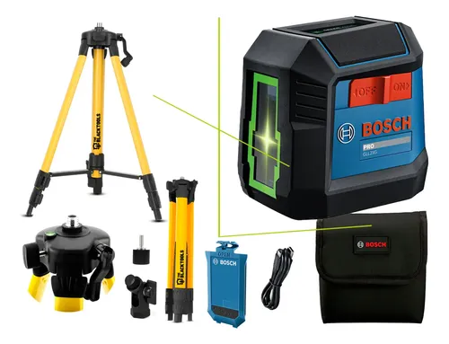 Kit Bosch Nível A Laser Verde Esquadro + Tripé Nível Laser