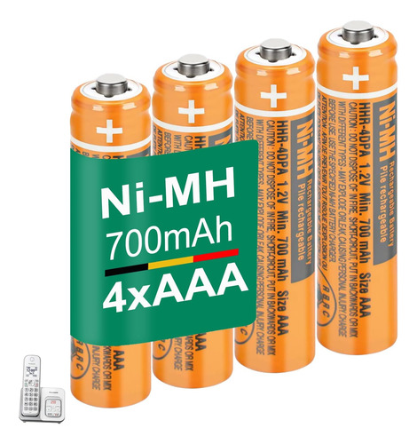 Batería Recargable Hhr4dpa Nimh Aaa Panasonic 1.2v 700...