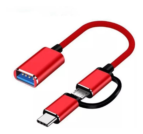 Cable Adaptador Otg Tipo C Y Microusb Macho A Usb Hembra