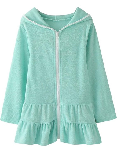 Bata De Baño Para Playa, Niñas, Con Capucha Y Cierre