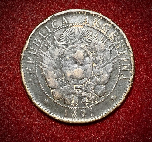 Moneda 2 Centavos Argentina 1891 Cobre Siglo Xix Km 33 Cj 32