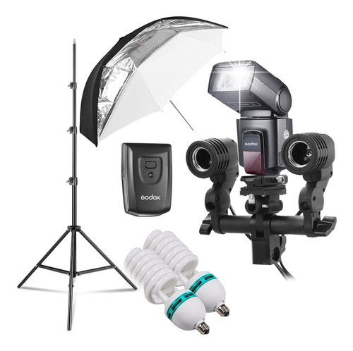 Kit Sombrinha Flash Godox Tt560ii + Luz Contínua 300w 110v